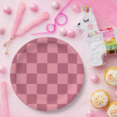 Minimalist Pink Checkerboard Pattern ペーパープレート (パーティー)