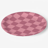 Minimalist Pink Checkerboard Pattern ペーパープレート (アングル)