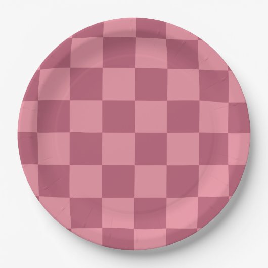 Minimalist Pink Checkerboard Pattern ペーパープレート (正面)