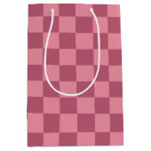 Minimalist Pink Checkerboard Pattern ミディアムペーパーバッグ (正面)