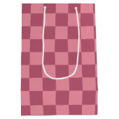 Minimalist Pink Checkerboard Pattern ミディアムペーパーバッグ (裏面)