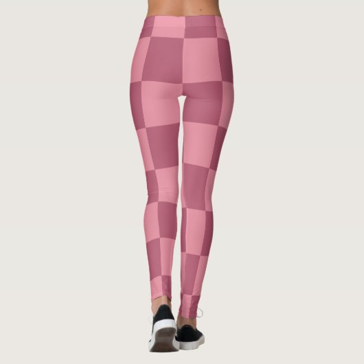 Minimalist Pink Checkerboard Pattern レギンス (裏面)