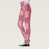 Minimalist Pink Checkerboard Pattern レギンス (左)