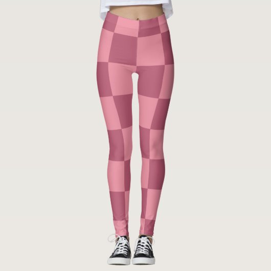 Minimalist Pink Checkerboard Pattern レギンス (正面)