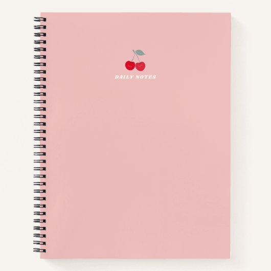 Minimalist Pink Cherry Icon Daily Notes Pink ノートブック (正面)