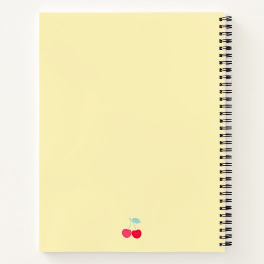 Minimalist Pink Cherry Icon Daily Notes Yellow ノートブック (裏面)