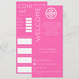 Minimalist Pink Church Connection Card 招待状