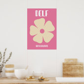 Minimalist Pink Delft Flower Art Poster ポスター (キッチン)