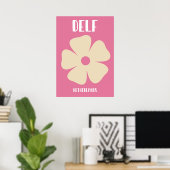 Minimalist Pink Delft Flower Art Poster ポスター (ホームオフィス)
