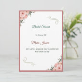 Minimalist Pink Floral Bridal Shower Invitation, 招待状 (スタンド正面)