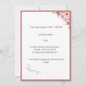 Minimalist Pink Floral Bridal Shower Invitation, 招待状 (裏面)