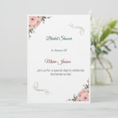 Minimalist Pink Floral Bridal Shower Invitation, 招待状 (スタンド正面)