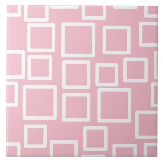 Minimalist Pink Geometric Squares タイル (正面)