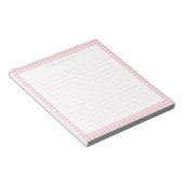Minimalist Pink Gingham Monogram Lined ノートパッド (アングル)