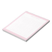 Minimalist Pink Gingham Monogram Lined ノートパッド (回転)