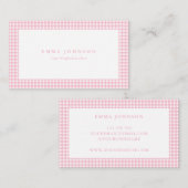 Minimalist Pink Gingham Plaid 名刺 (正面/裏面)