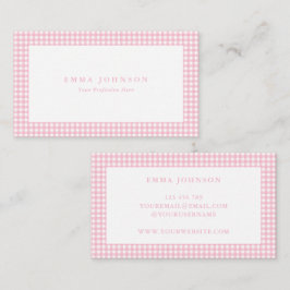 Minimalist Pink Gingham Plaid 名刺