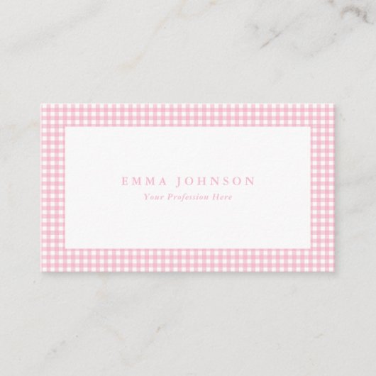 Minimalist Pink Gingham Plaid 名刺 (正面)
