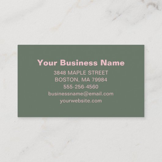 Minimalist Pink Green Aesthetic Personalized Bold 名刺 (裏面)