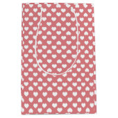 Minimalist Pink Hearts ミディアムペーパーバッグ (正面)