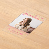 Minimalist Pink Lines Graduation Photo アクリル招待状 (レイダウン)