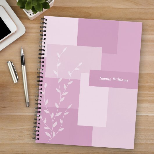 Minimalist Pink Mauve Botanical Journal Notebook ノートブック