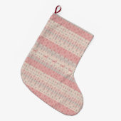 Minimalist Pink Nordic Dog Christmas Stocking ラージクリスマスストッキング (正面 (吊り時))