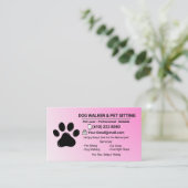 Minimalist Pink Pet Sitter Dog Walker 名刺 (スタンド正面)