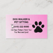 Minimalist Pink Pet Sitter Dog Walker 名刺 (裏面)
