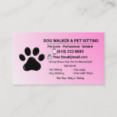 Minimalist Pink Pet Sitter Dog Walker 名刺 (正面)