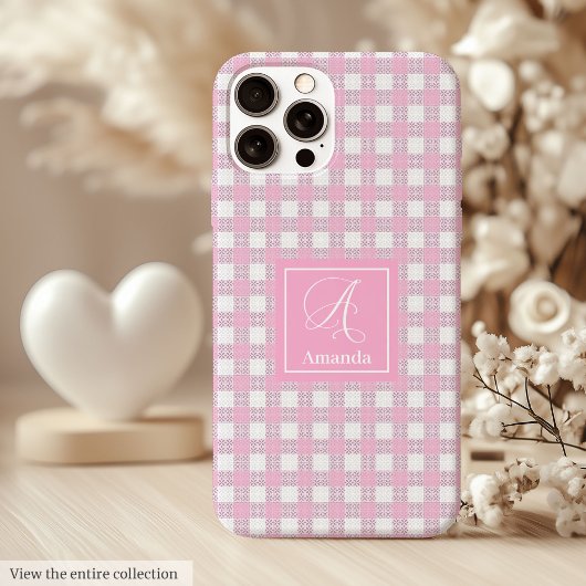 Minimalist Pink Plaid iPhone Case – Elegant Style Case-Mate iPhoneケース