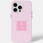 Minimalist Pink Plaid iPhone Case – Name Monogram Case-Mate iPhoneケース (裏面)