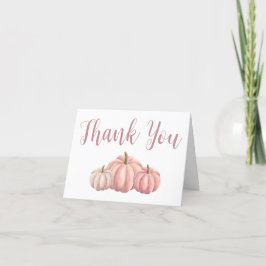 Minimalist Pink Pumpkin Fall Baby Shower サンキューカード