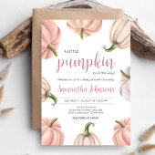 Minimalist Pink Pumpkin Fall Baby Shower 招待状