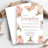 Minimalist Pink Pumpkin Fall Baby Shower 招待状