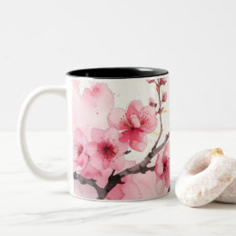 Minimalist Pink Sakura Zen Coffee Cup ツートーンマグカップ