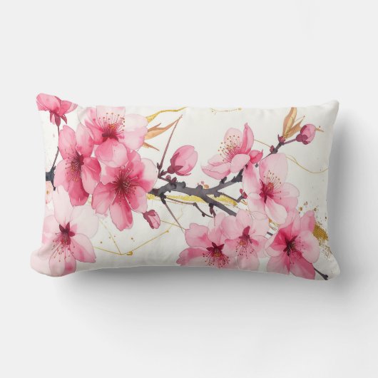 Minimalist Pink Sakura Zen Throw Cushion ランバークッション (正面)