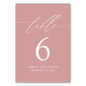 Minimalist Pink Script Table Number Card テーブルナンバー (正面)