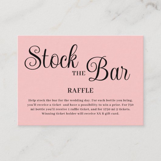 Minimalist Pink Stock the bar Bridal Shower  エンクロージャーカード (正面)