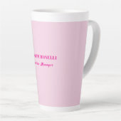 Minimalist pink trendy personalized customize name カフェラテマグ (右アングル)