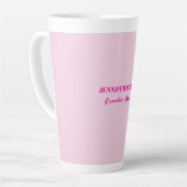Minimalist pink trendy personalized customize name カフェラテマグ (左アングル)