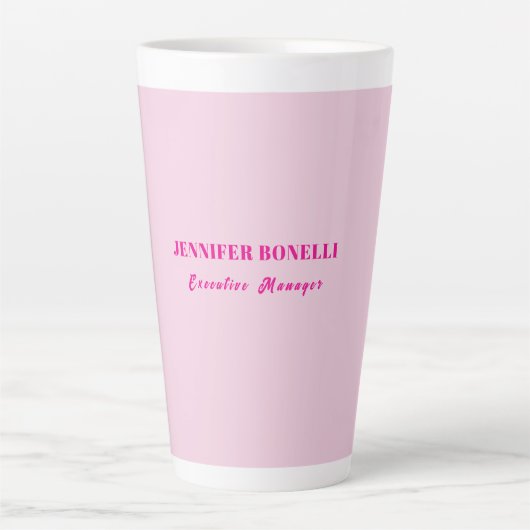 Minimalist pink trendy personalized customize name カフェラテマグ (正面)