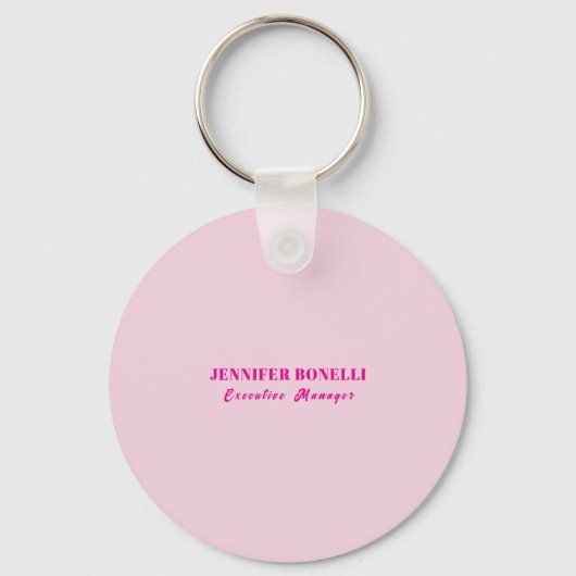 Minimalist pink trendy personalized customize name キーホルダー (正面)