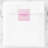 Minimalist pink trendy personalized customize name スクエアシール (バッグ)