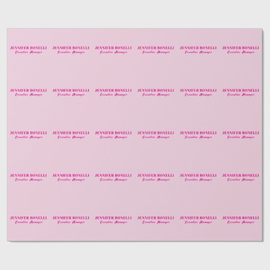 Minimalist pink trendy personalized customize name ラッピングペーパー (フラット)