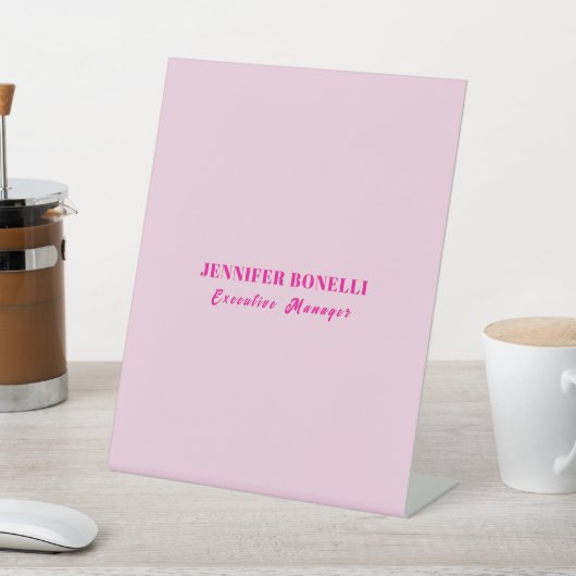 Minimalist pink trendy personalized customize name 台座サイン (インサイチュ)