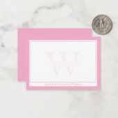 Minimalist Pink Two Border Monogram Couple ノートカード (正面/裏面インサイチュ)