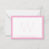 Minimalist Pink Two Border Monogram Couple ノートカード (正面)