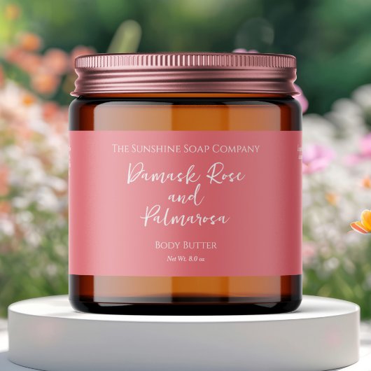 Minimalist Pink Waterproof Cosmetics Jar Label ペットボトルラベル