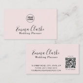 Minimalist Pink Wedding Scan Code Business Card 名刺 (正面/裏面)